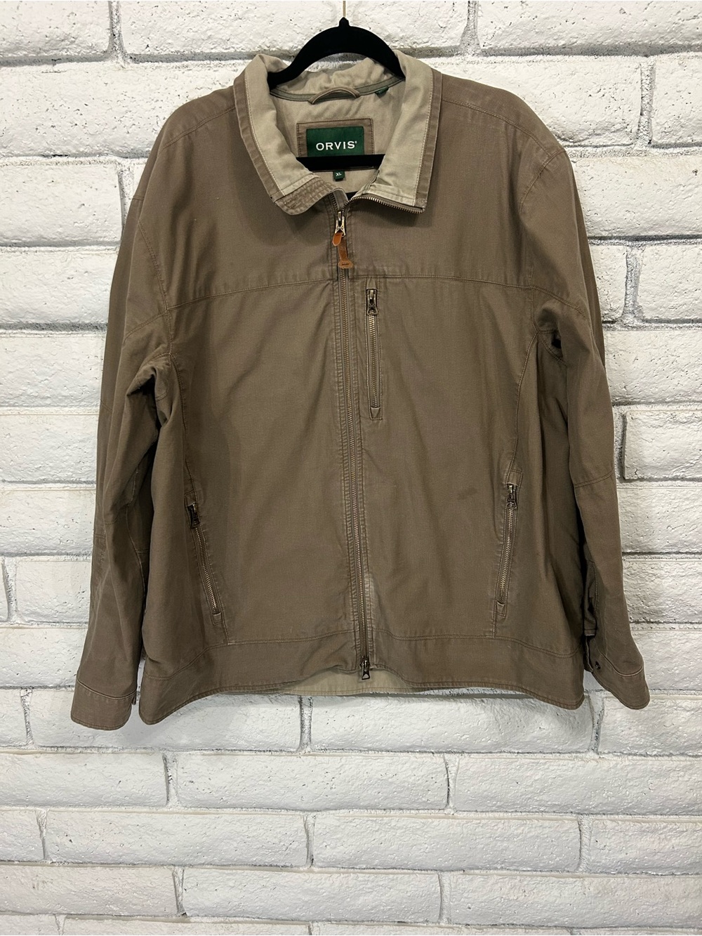 Orvis XL Heavy Canvas Field Jacket Taupe Full Zip Workwear Coat‎